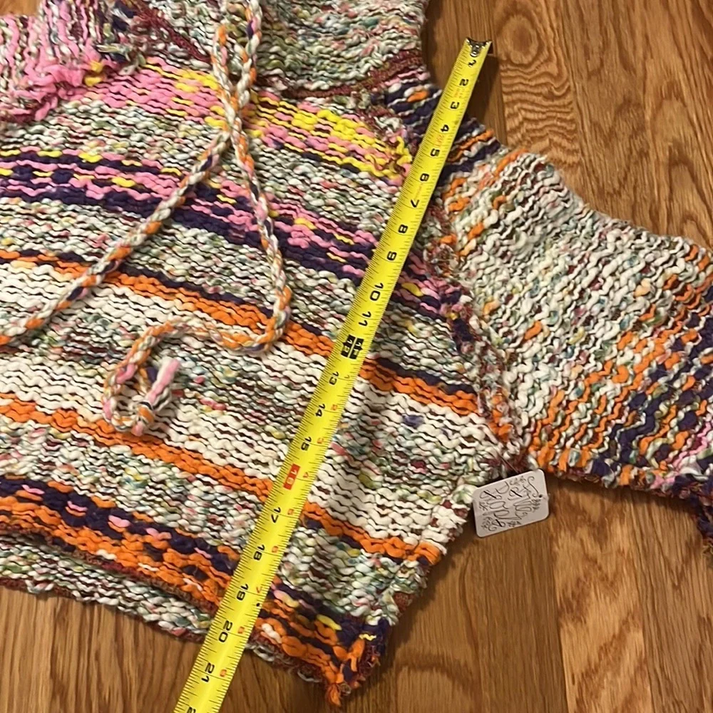 NWT Free People Winter Bright Hoodie in Rainbow Citrus Combo XS